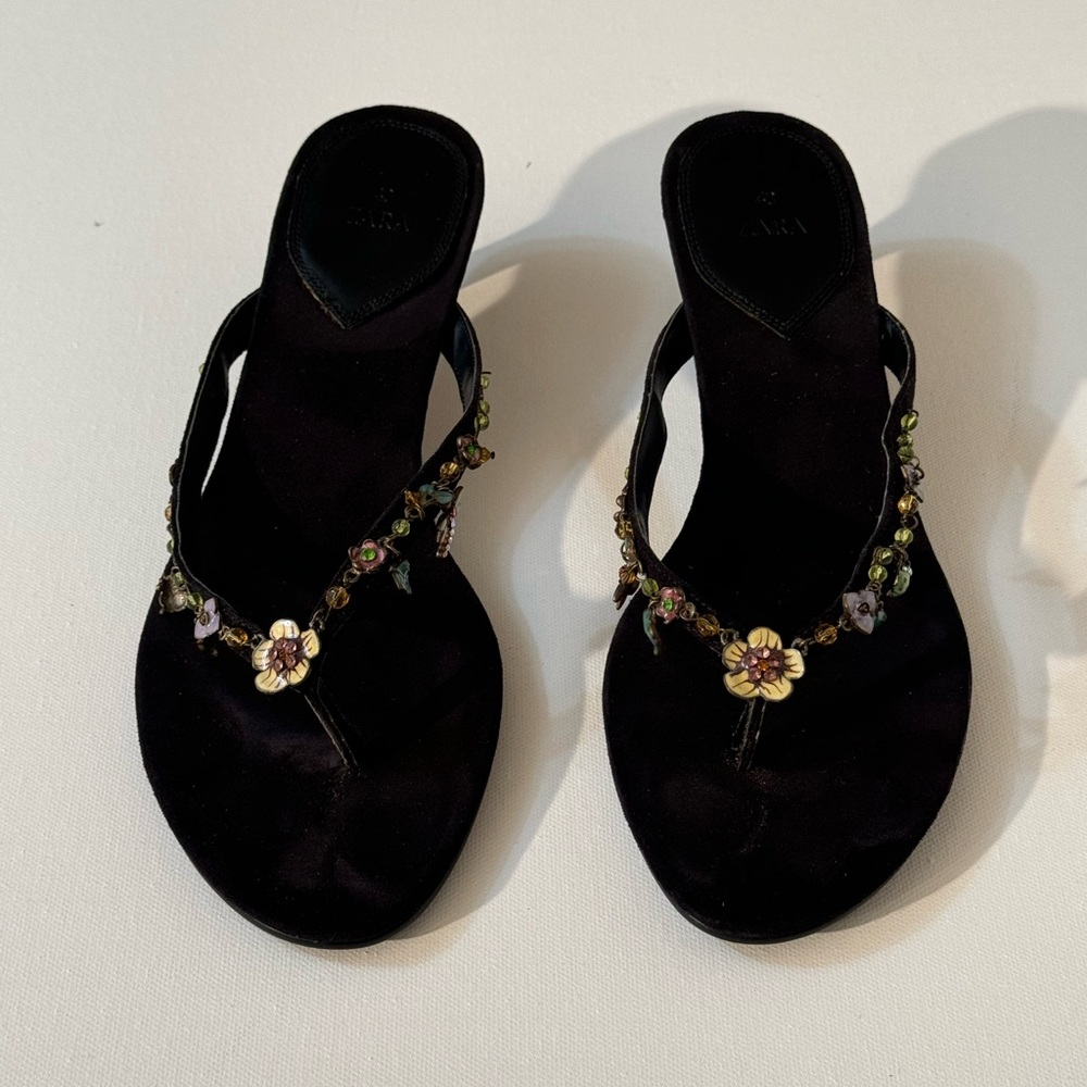 Zara Embellished Kitten Heel Sandals